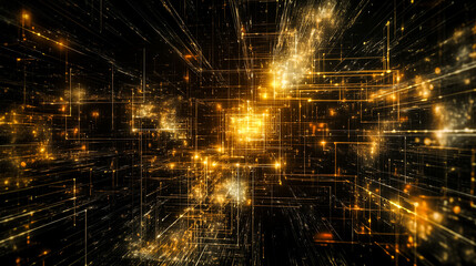 Poster - A vibrant representation of data flowing between devices in a complex network environment