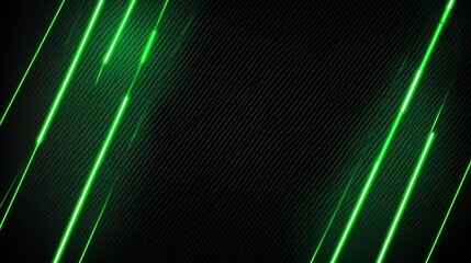 Poster - Abstract black background with green neon lines.