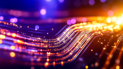 Poster - Illustration of vibrant lines representing data flowing between devices, highlighting connectivity and technology