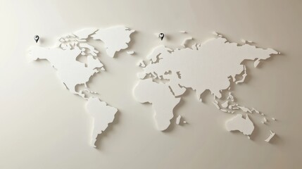 Aufkleber - A world map outline showcases notable travel destinations marked with map pins for easy reference and exploration. Generative AI