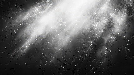 Wall Mural - ethereal cosmic whispers: a monochromatic symphony of stardust and light rays dancing through the an