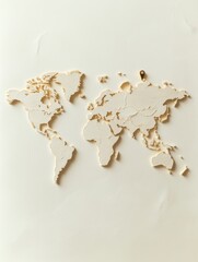 Poster - A world map outline features highlighted travel destinations, perfect for inspiring future trips around the globe. Generative AI