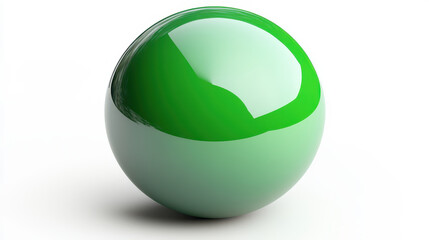 Poster - Glossy Green Sphere Render with Shadow on White Background for Design Projects
