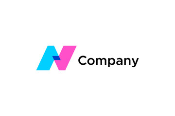 Poster - Initial Letter N Logo. Geometric N Letter With Dual Color Isolated On White Background. Flat Vector Logo Design Template Element Usable For Branding Identity Logos.