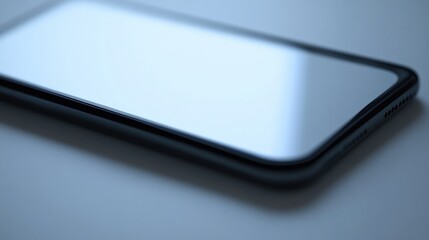 Wall Mural - Close-up of a smartphone on a flat surface, showcasing its sleek design.