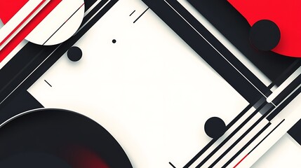 Poster - Abstract geometric background with red and black shapes on white.