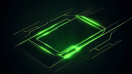 Poster - Abstract green glowing circuit board on black background.