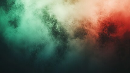 Leinwandbilder - A modern minimalist abstract background in green and red with soft shadow effects and faint smoke, creating a sleek, atmospheric design with subtle depth.