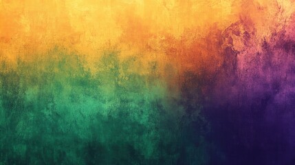 Poster - Textured background featuring a gradient of green, orange, and purple hues, ideal for use in digital artwork, presentations, or website designs