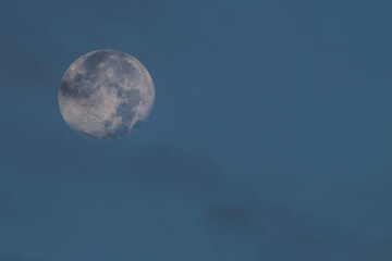 Wall Mural - View of the full moon over blue sky