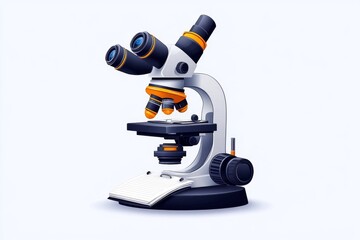 Poster - Minimalist design of a microscope and notebook, symbolizing the tools of empirical observation and scientific study