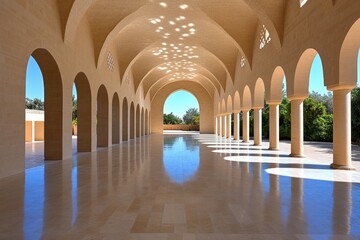 Aufkleber - Minimalist design of the Great Mosque of DjennÃ©, with clean, simple lines representing its unique mud-brick structure