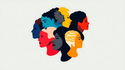 Poster - Diverse group of women's faces in profile.
