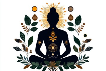 Poster - Minimalist outline of a meditating figure, with soft lines and pastel colors symbolizing peace and mindfulness