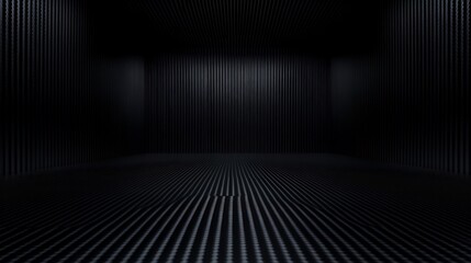 Poster - Empty black room with striped walls and floor.