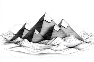 Leinwandbilder - Minimalist outline of the Pyramids of Giza, with simple geometric shapes representing the iconic structures against a clean background