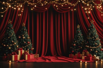 Wall Mural - christmas festive scene with decorations. merry christmas and happy new year holiday background