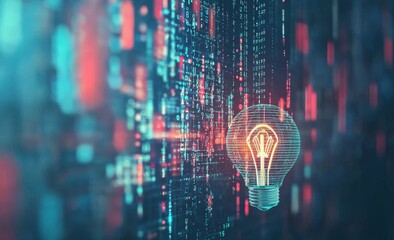 Poster - A technological background for the future of bulbs, an innovation concept, a creative idea concept, a Stock Concept background