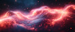 Abstract Red and Blue Glowing Particle Wave Background