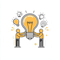 The image is a team brainstorming icon which represents a meeting table lightbulb, sharing a business idea, innovation development, group people, and creative knowledge. It is an editable stroke