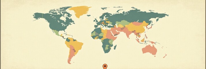Aufkleber - This world map outlines various travel destinations, marked with pins highlighting popular locations for tourists globally. Generative AI