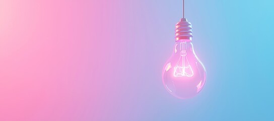 Poster - Light bulb hanging from a panoramic blue background. Innovation concept.