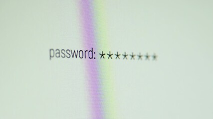 Aufkleber - Close up of computer screen entering incorrect password to system. Logging in to system using wrong password key, having no access to data