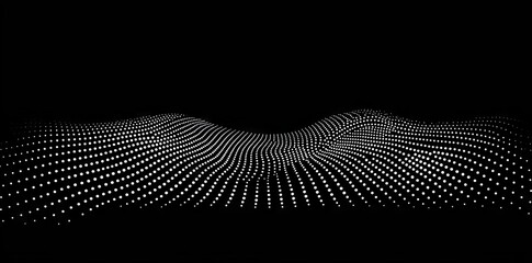 Modern concept of technology, science, music. Wave pattern of flowing dots particles on white background.
