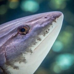 close up view of a shark with its mouth mouth.