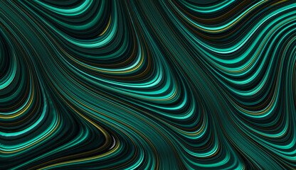 Wall Mural - Wave fractal in gold and green color. Luxury abstract backdrop