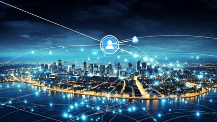 Poster - Global Network, Cityscape at Night 