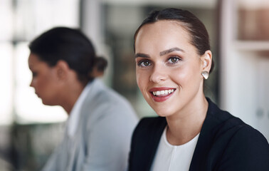 Financial advisor, smile and portrait of employee with confidence, happy and office. Business, woman and corporate female entrepreneur with professional pride for affirmative action law firm