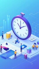 Poster - Time is Money: Isometric Illustration of Business Efficiency 