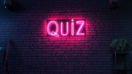 Neon Quiz Night: A vibrant pink neon sign spelling 