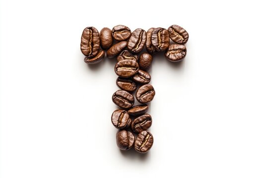 Coffee T. Abstract Typeface of Coffee Beans on White Background