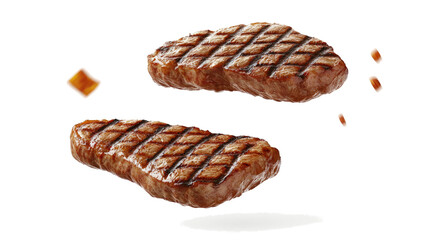 Poster - Rare Grilled Beef Steaks on Clear Background Generative AI