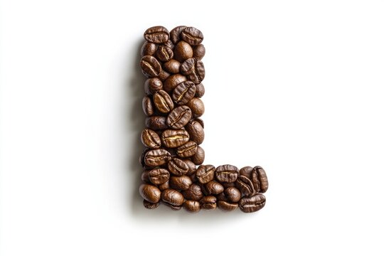 Coffee Bean Letter L. Creative Coffee Alphabet Design on White Background