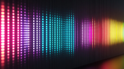 Abstract Colorful Neon Light Grid Wall  Futuristic Technology Background
