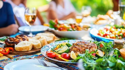 Festive Iftar Meal on Colorful Table Setting