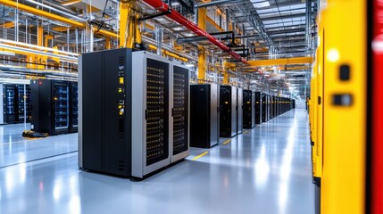 Poster - Advanced Data Center with Server Racks in Operation