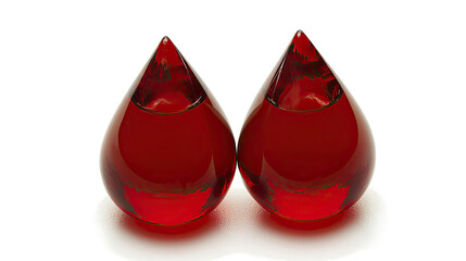 Poster - Set of Red Blood Drop Shapes Isolated on a Clear Background Generative AI