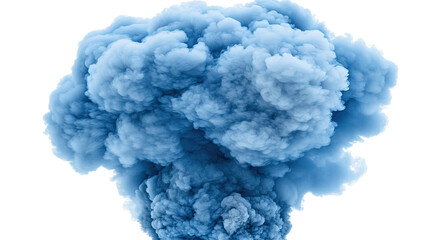 Poster - Stunning Blue Smoke Explosion on White Background Generative AI