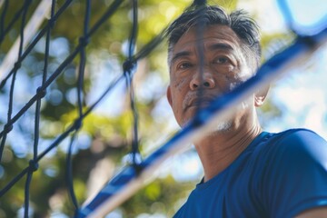 Sticker - Portrait of a middle aged African American man playing volleyball