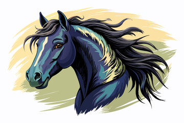 Canvas Print -  Horse head watercolor portrait vector illustration