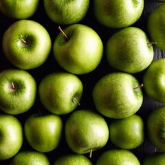 green Apples background from above close up