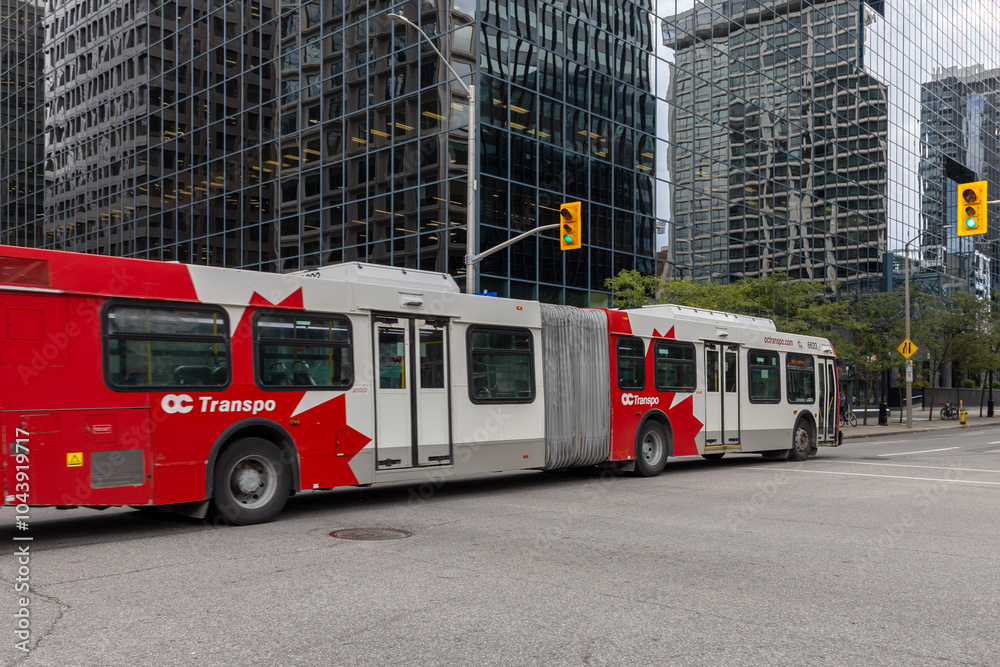 Ottawa, Canada - October 1, 2024: OC Transpo public bus on the road ...