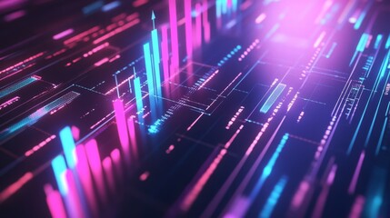 Leinwandbilder - Colorful Digital Data Visualization Background