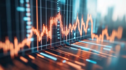 Fototapete - Abstract Financial Data Stream Analysis Visualization