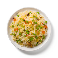 Wall Mural - Fried rice on a plate isolated white background