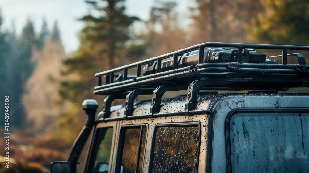 Adventure Awaits: Rugged Roof Rack on a 4x4 Vehicle. Ready for the open ...
